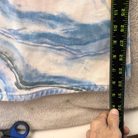 BDG Womens Jeans Size 32 Flare Leg Y2K Blue Marble Print Casual High Rise Hippie - Picture 6 of 16